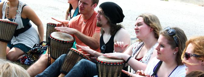 Group of students with drums