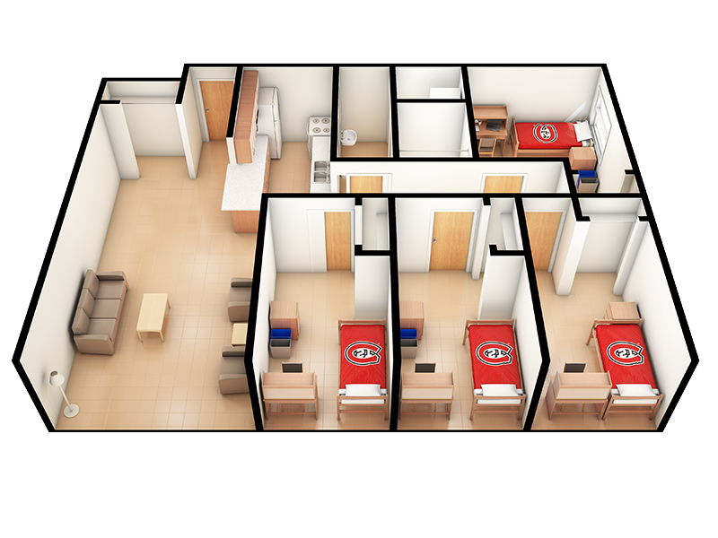 Stateview公寓的3d视图